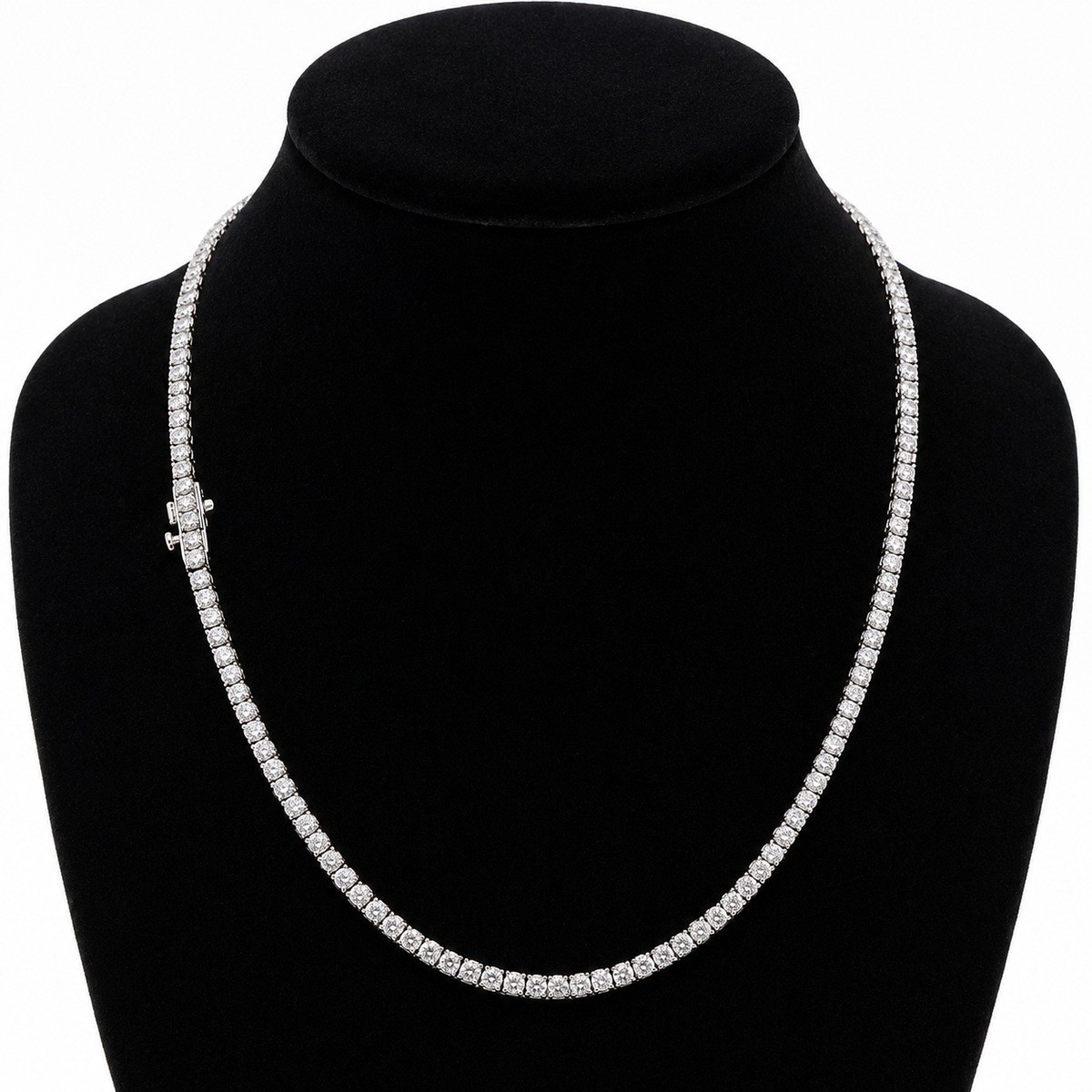 7.00 Ct Lab Grown Diamond Tennis Necklace 14k White Gold 11 GM E F VVS 17 Inch