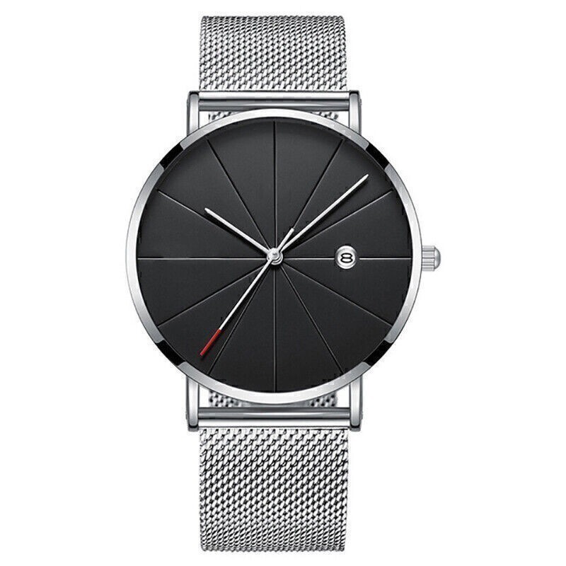 Ultra Casual Men’s Thin Quartz Analog Wrist Watch with Stainless Steel Mesh Band