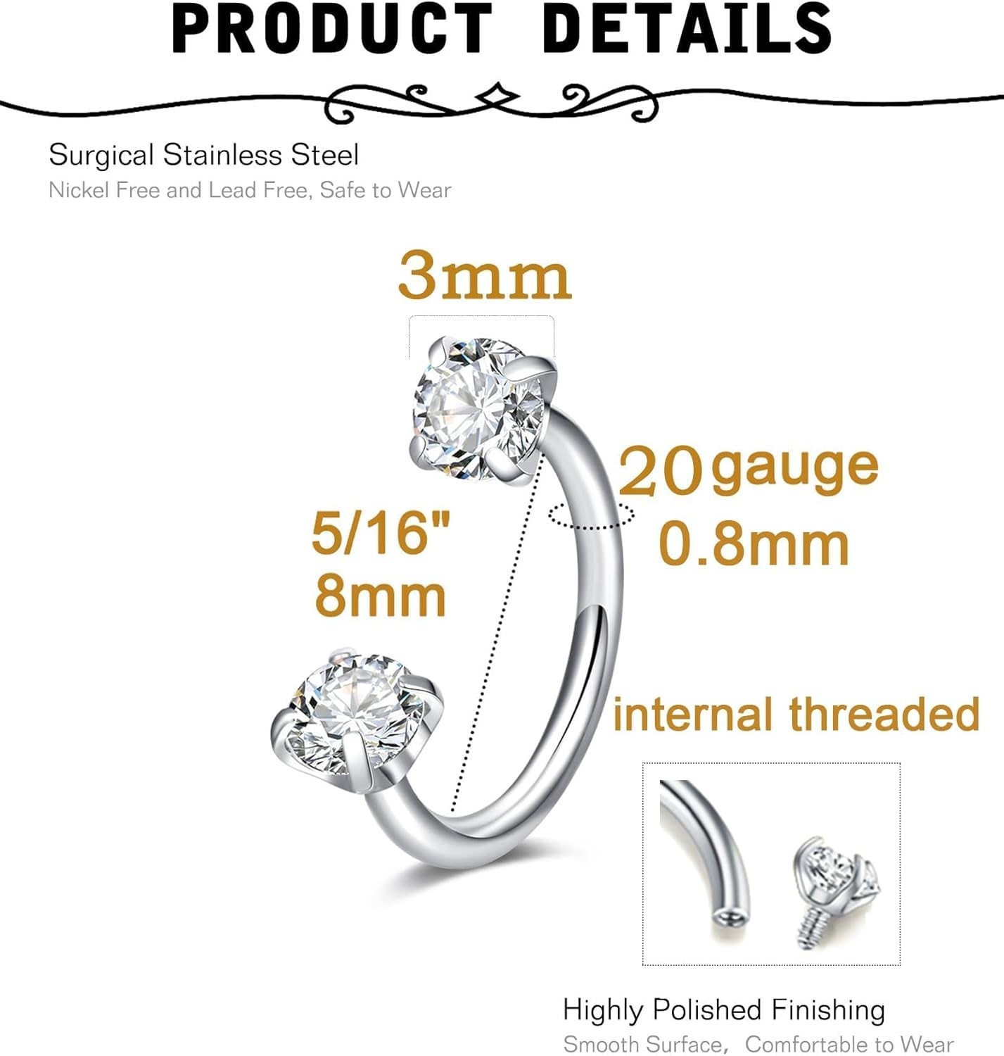 Nose Rings 20g Nose Rings Hoops Nose Studs Nose Rings for Women Surgical Stee…