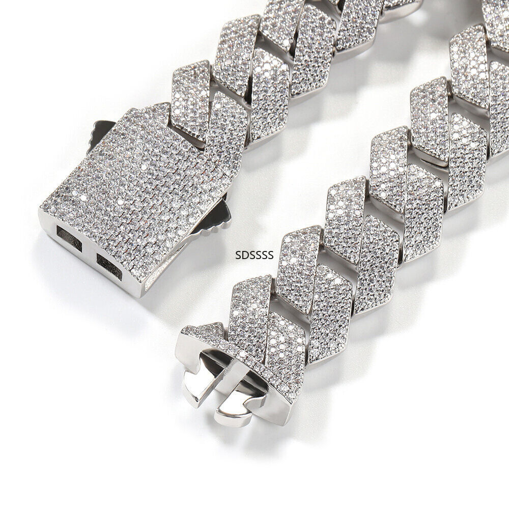 20mm Hip Hop Cubic Zirconia Men Rap Jewelry Miami Cuban Chain Necklace Bracelet