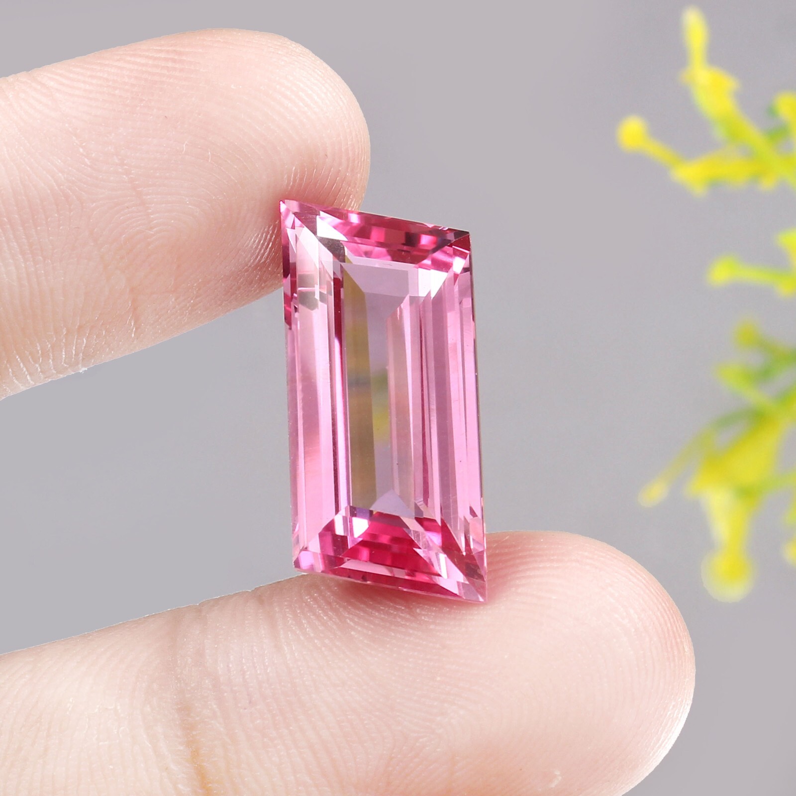 AAA Natural Ceylon Padparadscha Sapphire Tapered Baguette Gemstone Cut 23×10 MM