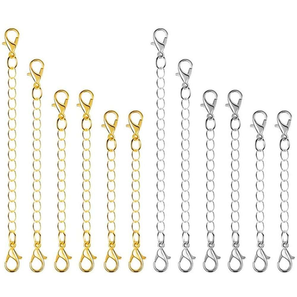 12pcs Extender /Safety Chain Extender Necklace Bracelet Lobster lock 2″ To 6″