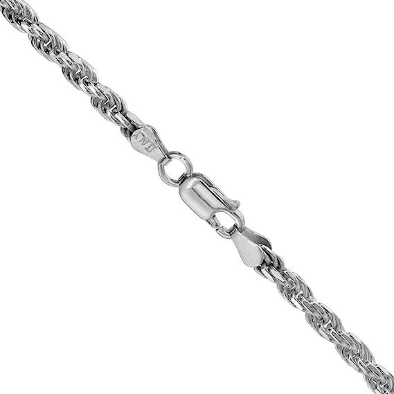 4mm Sterling Silver D/C Rope Chain Necklaces Bracelets Handmade Italy 7 to 30 in