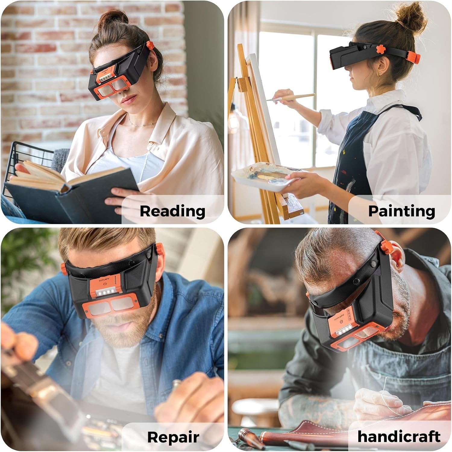Headband Magnifier with Light Jeweler Magnifying Glass Loupe Visor Optivisor NEW