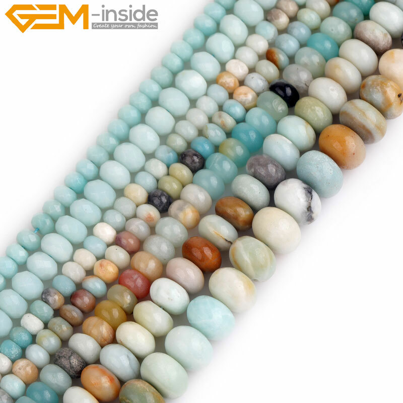 Natural Amazonite Rondelle Spacer Beads Gemstone Loose Beads Jewelry Making 15″