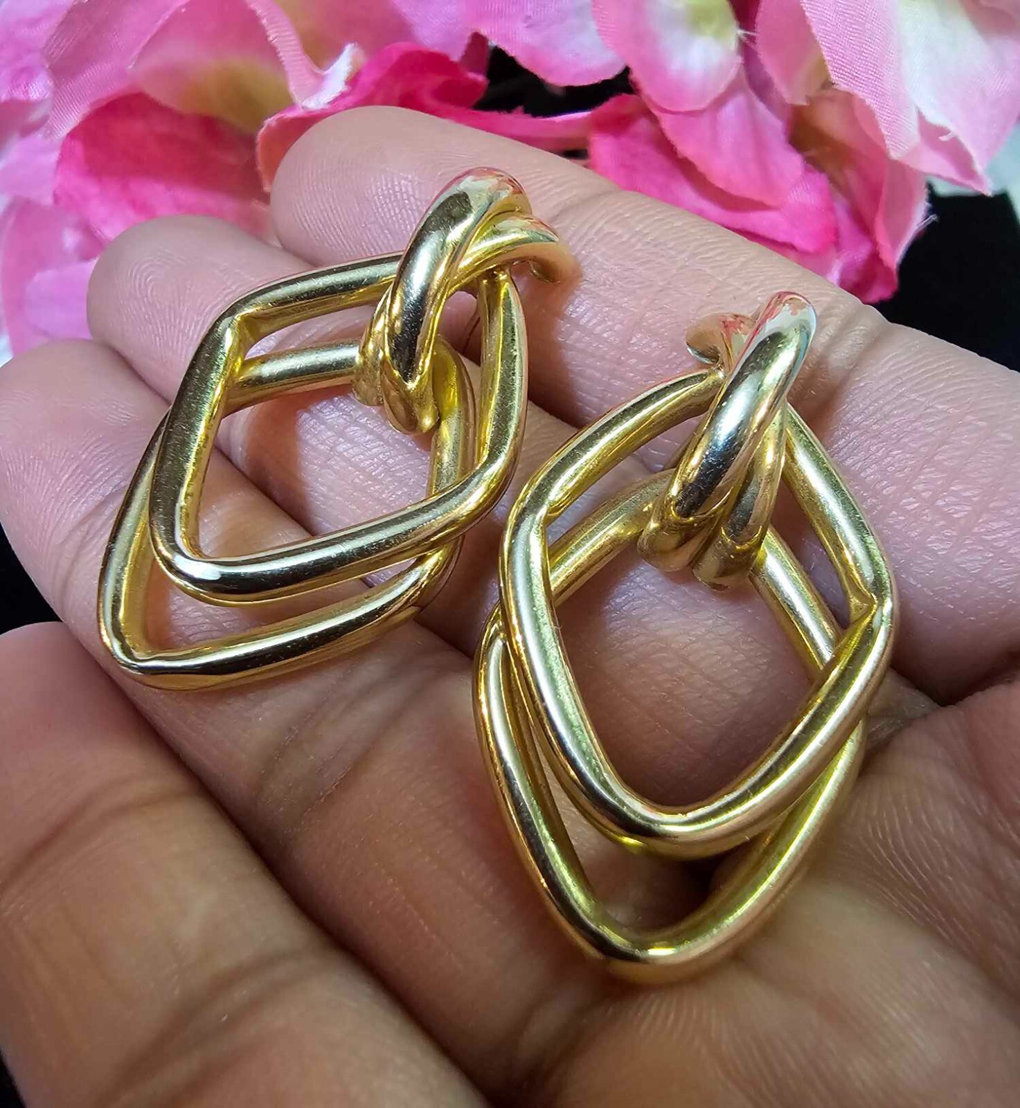 Vtg 14K Yellow Gold Stud Earrings Runway – 6.80g – Tested – B2
