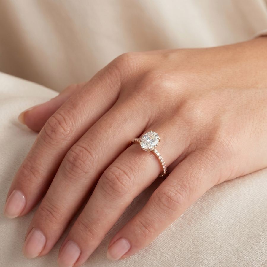 2.35Ct Oval-Cut VS1 Lab Grown Diamond Wedding Engagement Ring 14k Rose Gold