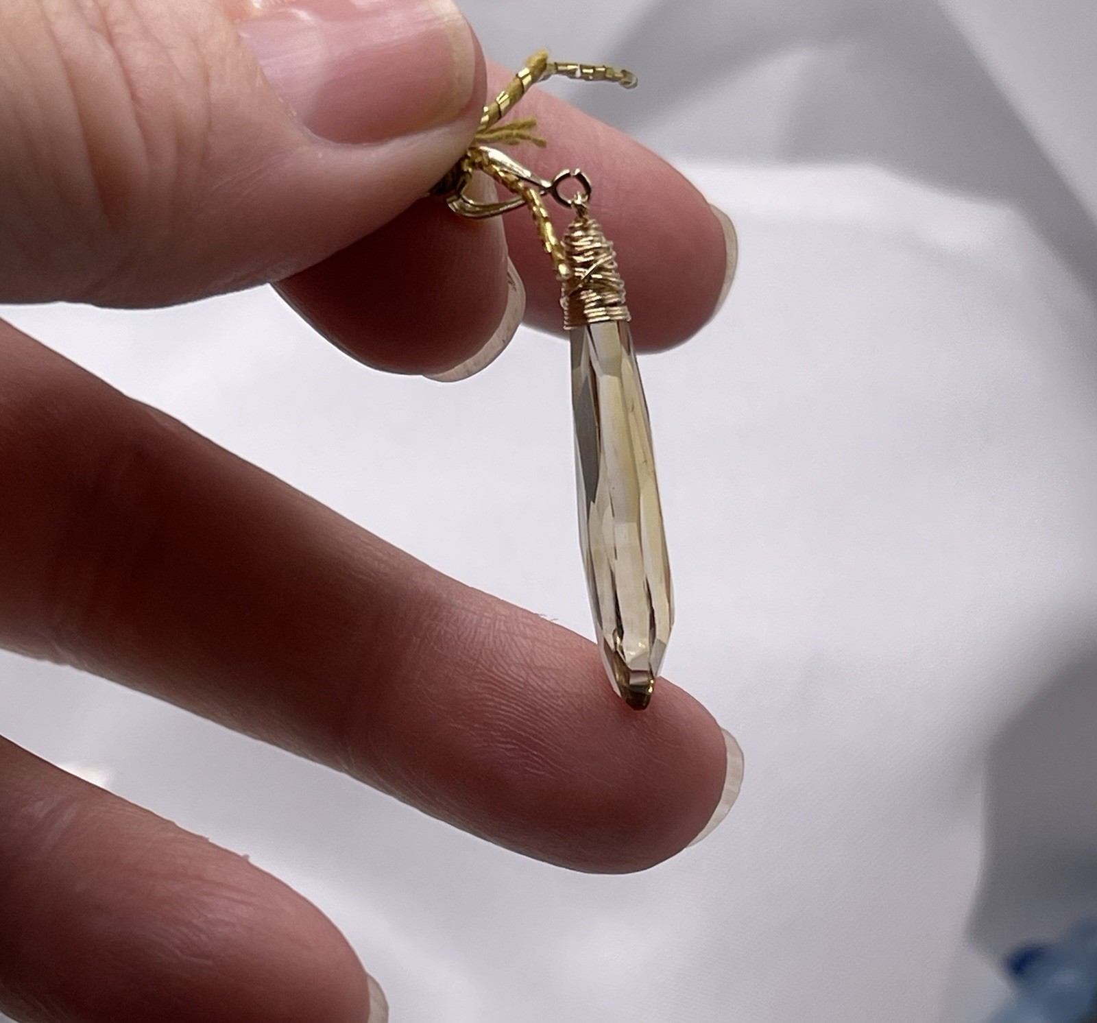 Citrine Pendant Natural Honey Briolette 1/20 14K Gold Filled 30x9mm