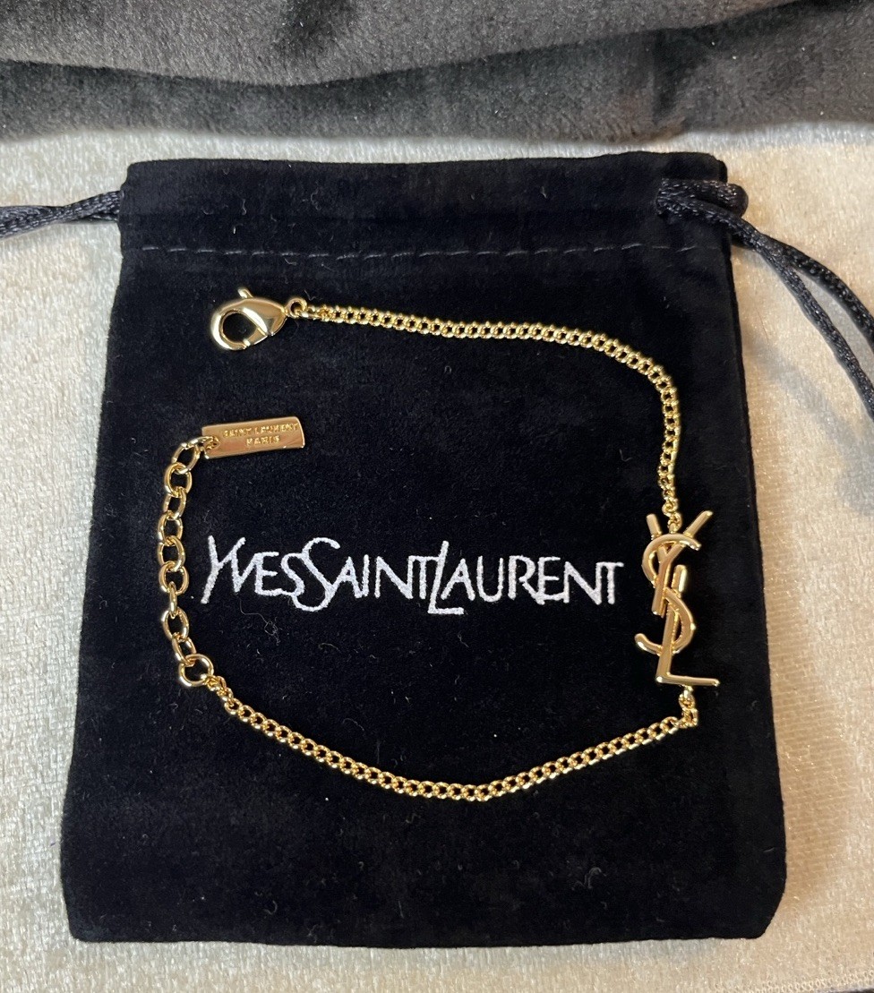 Gold Tone Ysl Saint Laurent Bracelet 6.5-7.5”