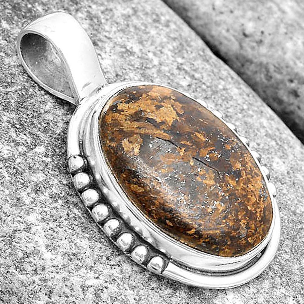 Natural Bronzite 925 Sterling Silver Pendant Jewelry P-1326