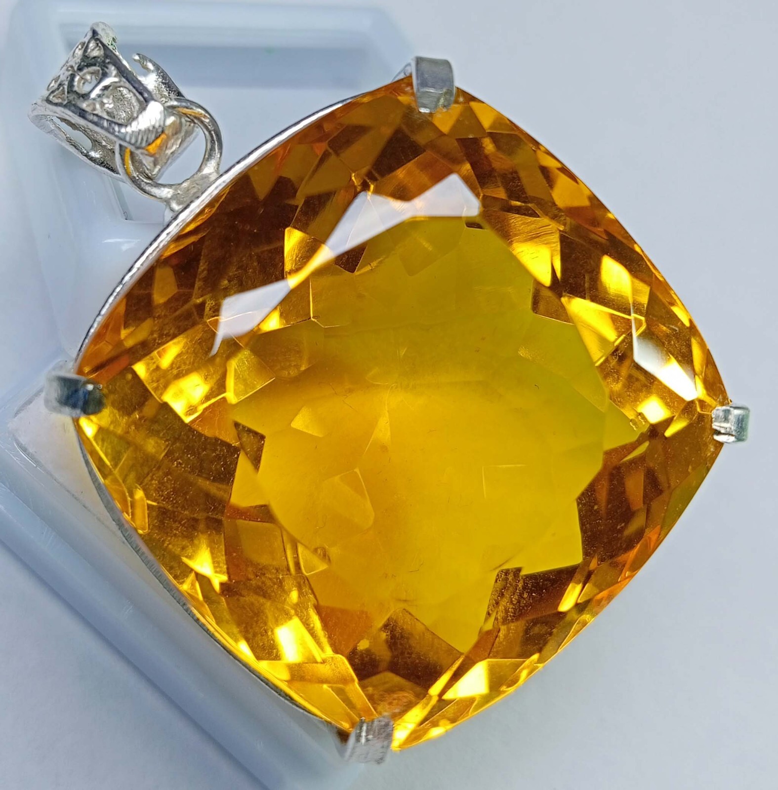 Yellow Topaz Pendant Natural Cushion Cut 137.90 Ct Gemstone EGL Certified PD018