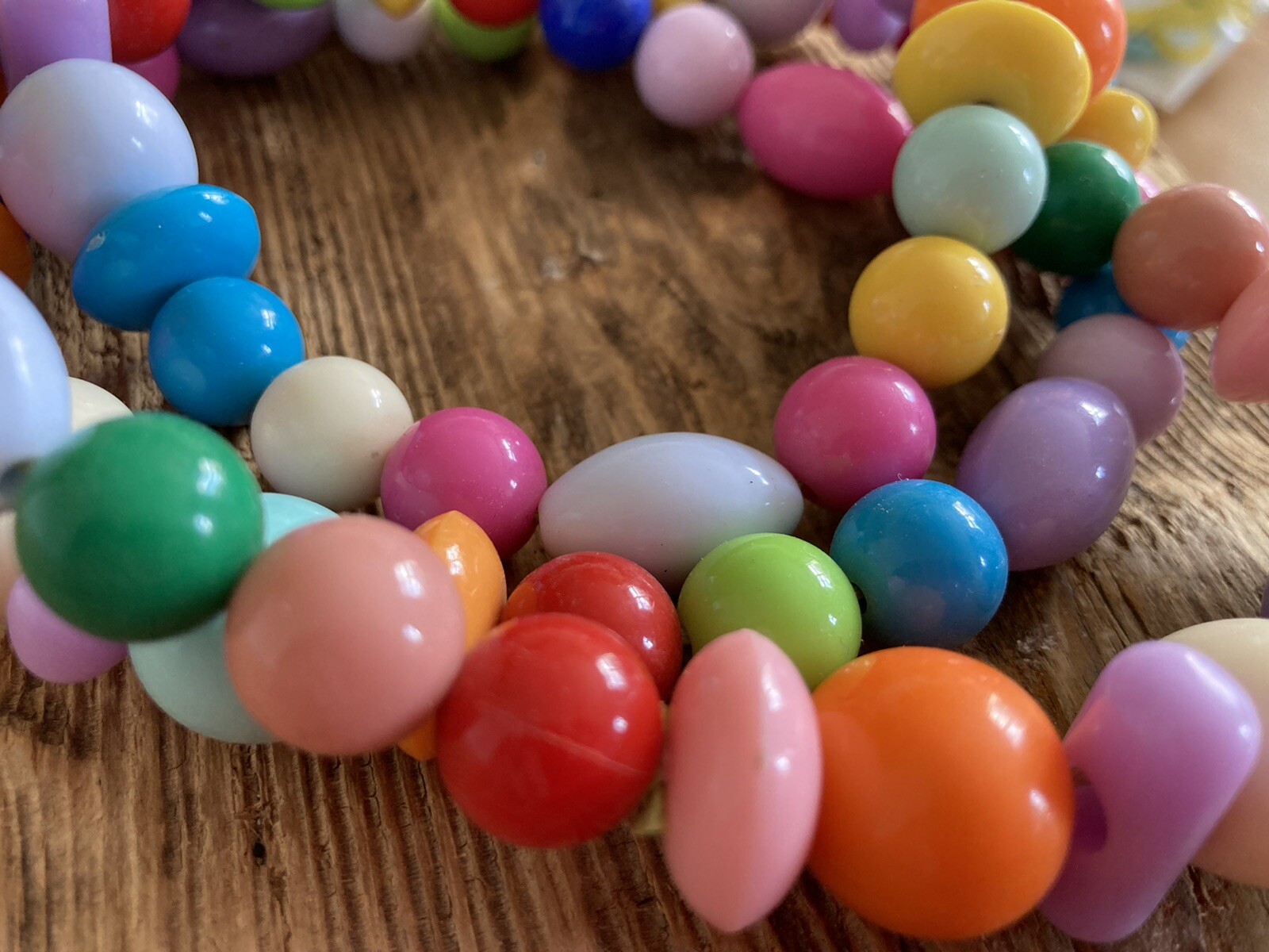 Multi Colour Glossy Long Single Strand Festival Statement Necklace – No Metal