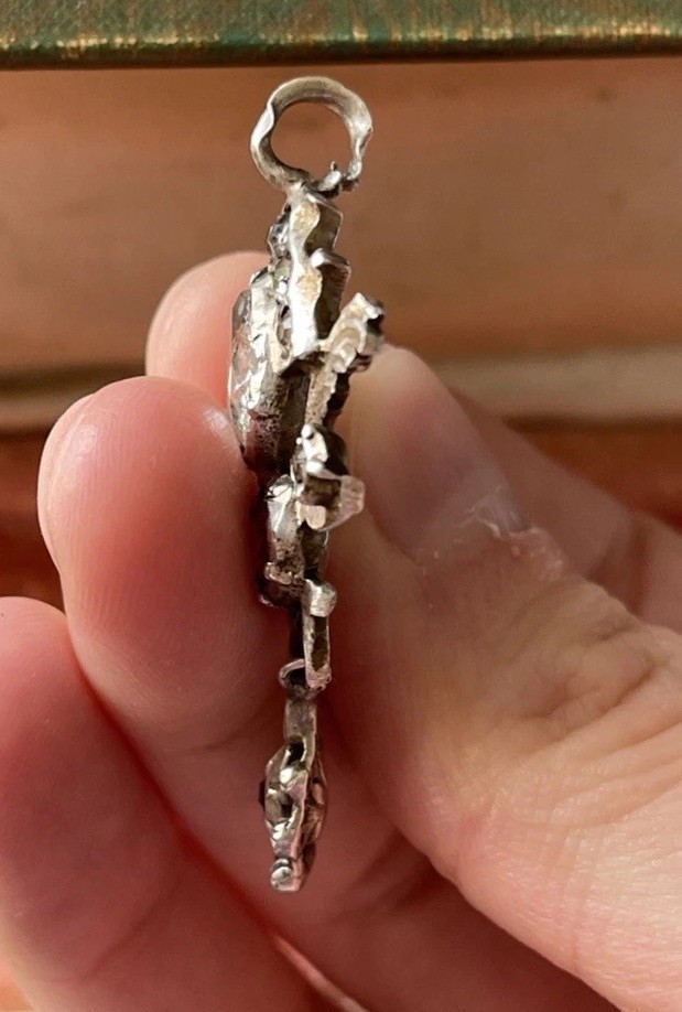 Antique Georgian Era 800 Silver Foil Back Clear Paste Pendant. 18th Century