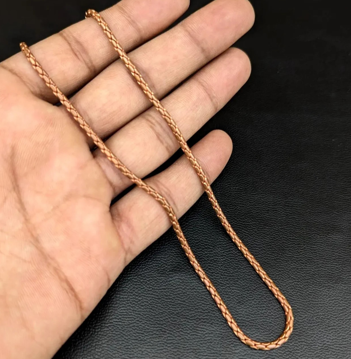 16 inch Pure Copper Round Popcorn Chain Necklace, Healing Copper Jewelry