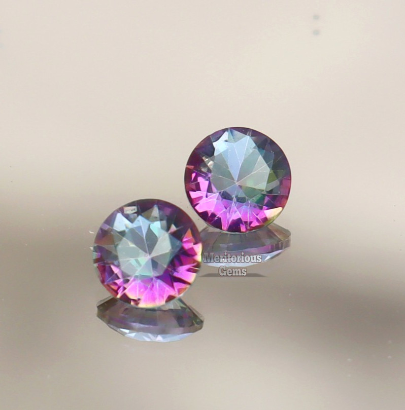 2 pcs Brazilian Certified Natural Alexandrite Round Cut Loose Gemstone 1.10 Ct