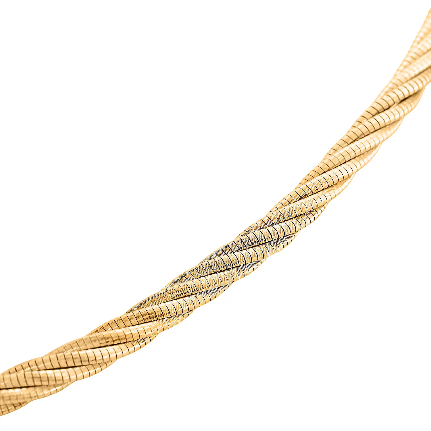 Doorbuster Italian Twisted Omega Chain Necklace in 14K Yellow Gold Plated