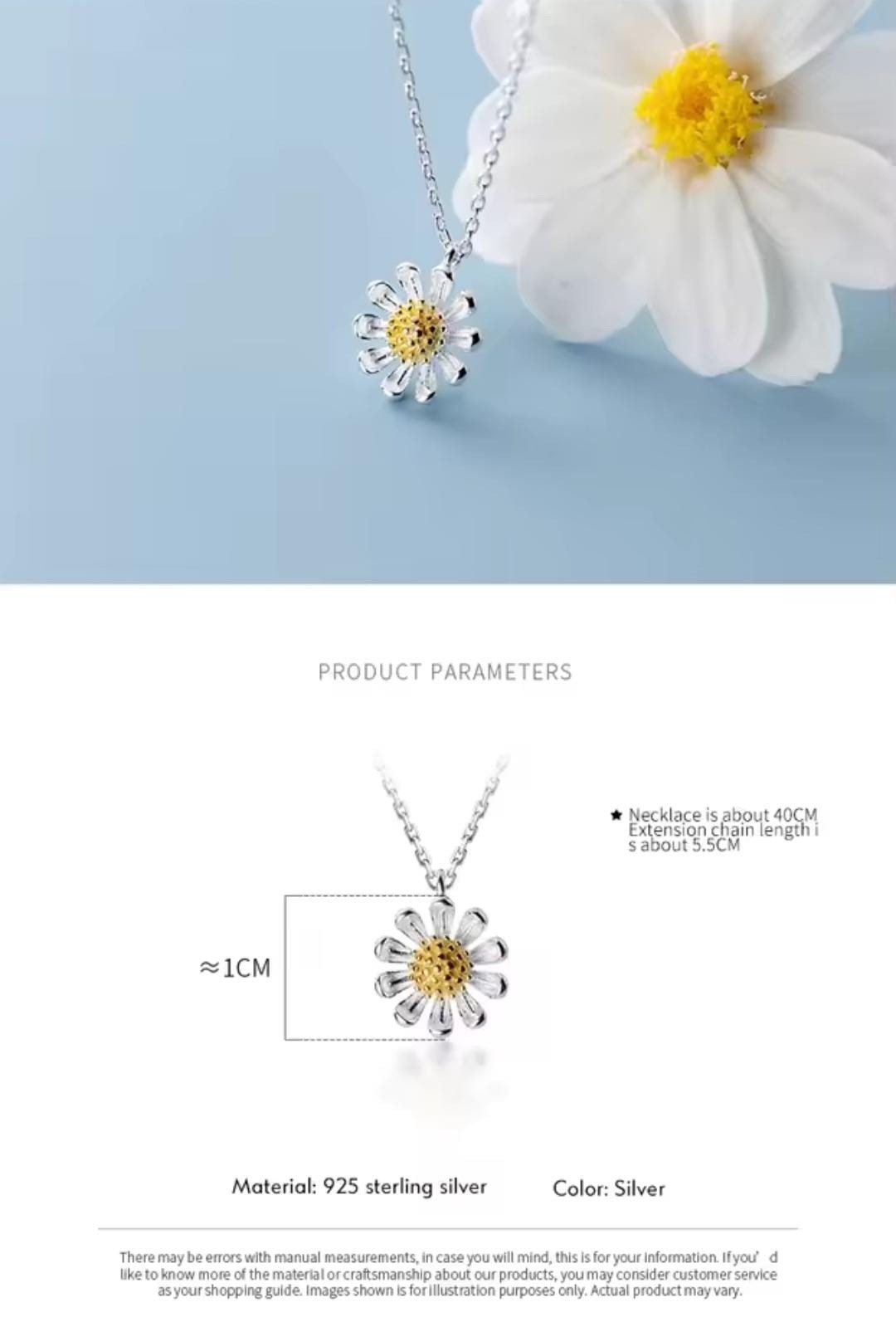 MODIAN🌼Chrysanthemum Pendant Necklace | 925 Sterling Silver Adjustable Chain