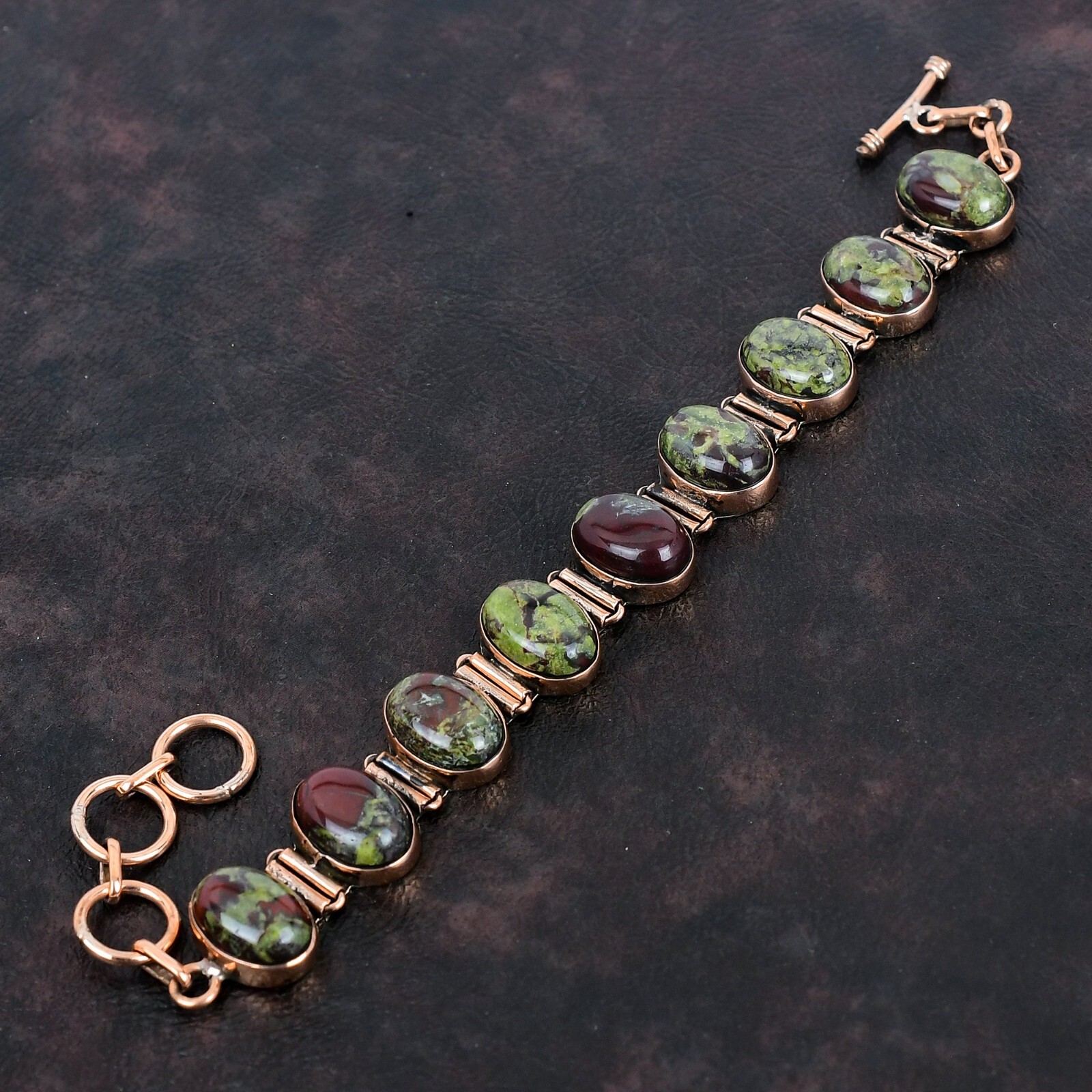 Wedding Gift For Her Copper Dragon Bloodstone Jewelry Adjustable Bracelet 6.0″