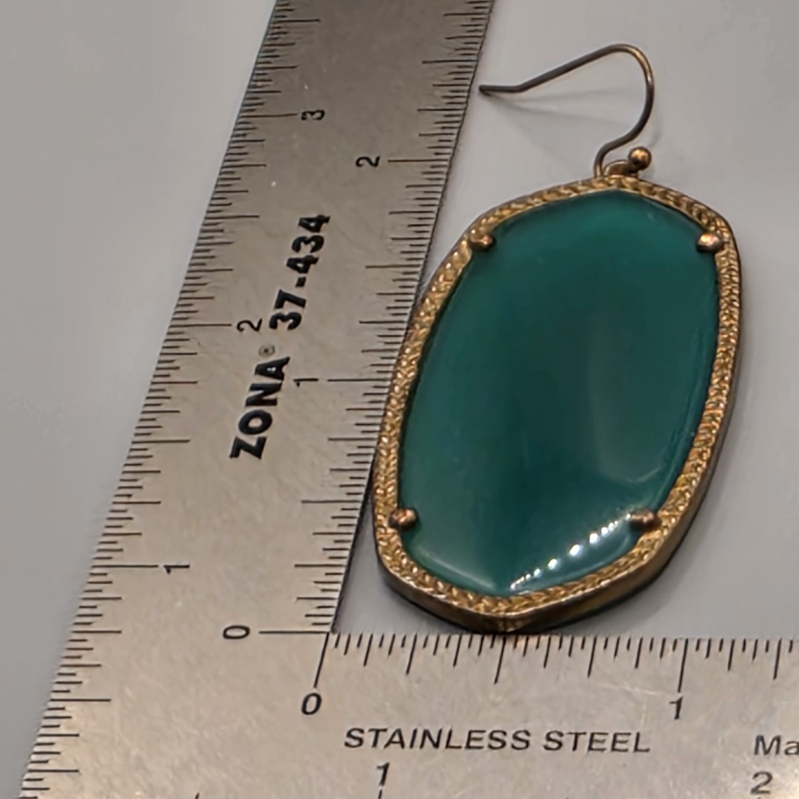 Kendra Scott Teal Green Glass Earrings Dangle Drop Unsigned READ