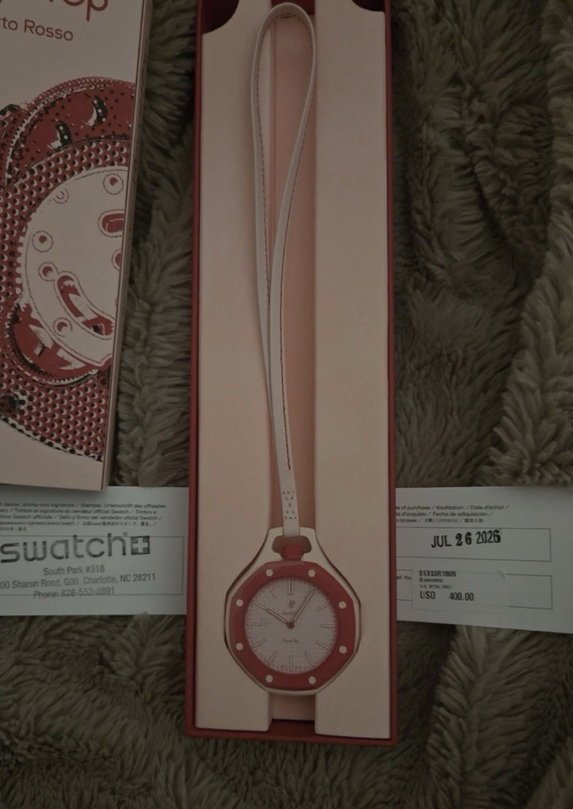 AP x Swatch Royal Pop “Otto Rosso” — New, Boxed, Receipt Included + 2yr card wty