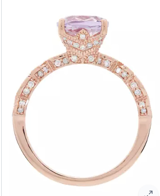 NWOT 10K Rose Gold Beautiful Light Amethyst Diamond Engagement Ring