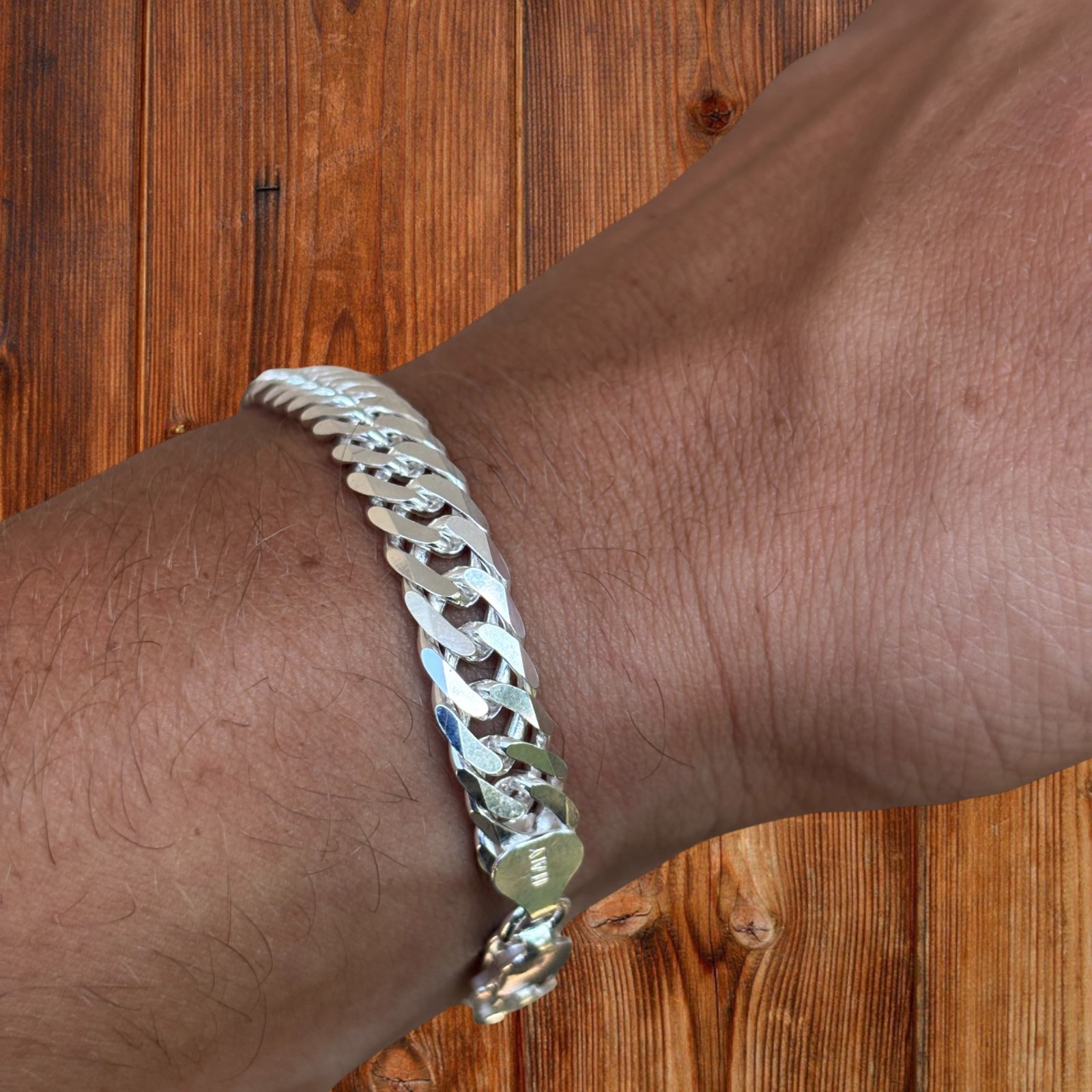 8mm Double Curb Link Bracelet – Real Solid 925 Sterling Silver MADE IN ITALY