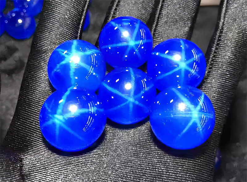 High quality Round bead Blue Star Sapphire Lab Created High hardness Loose Gems