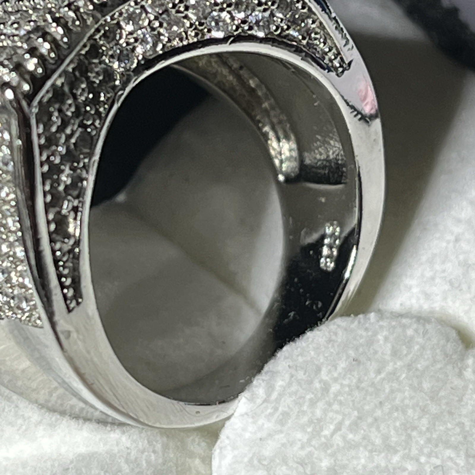 Silver Tone Star Masonite diamonds Baguette Statement Ring Size 7