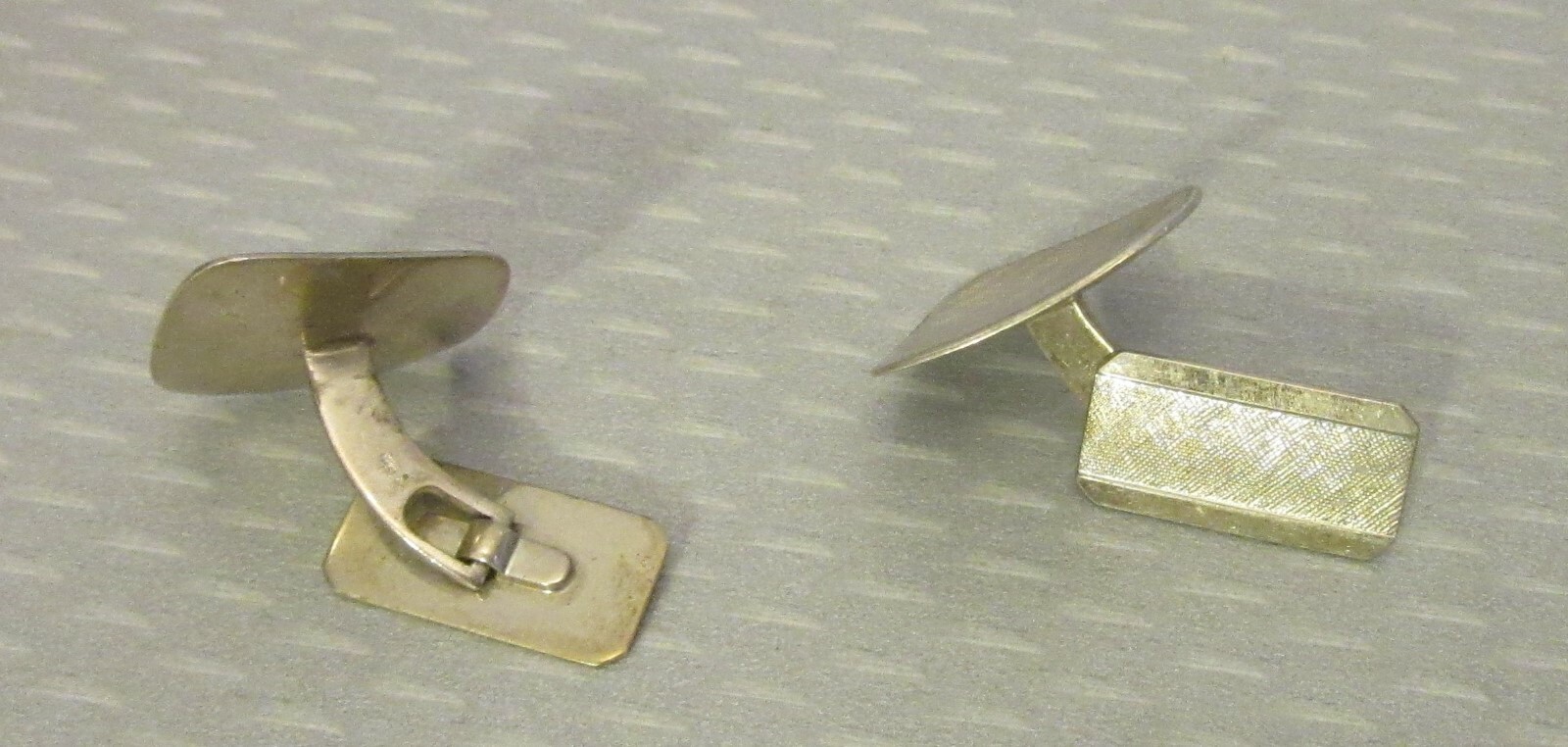 Modernist Vintage 835 Silver Cufflinks brushed satin finish European hallmarks