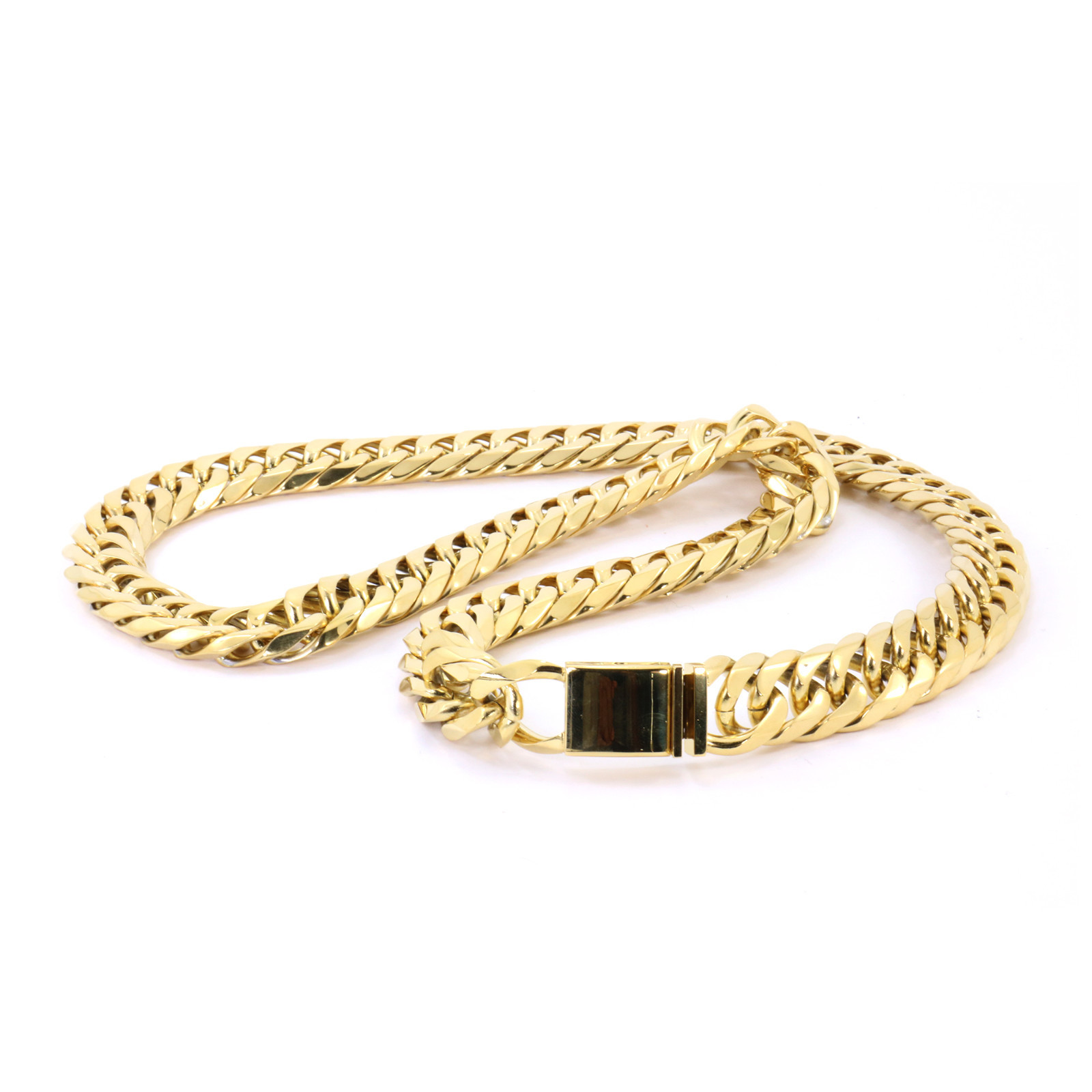 ANTI-TARNISH SOLID 14K GOLD FINISH MIAMI CUBAN LINK CHAIN & BRACELET 18MM 36”