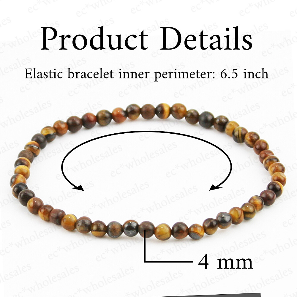 Handmade 4mm Mixed Natural Gemstone Round Beads Stretchy Bracelet Reiki Chakra