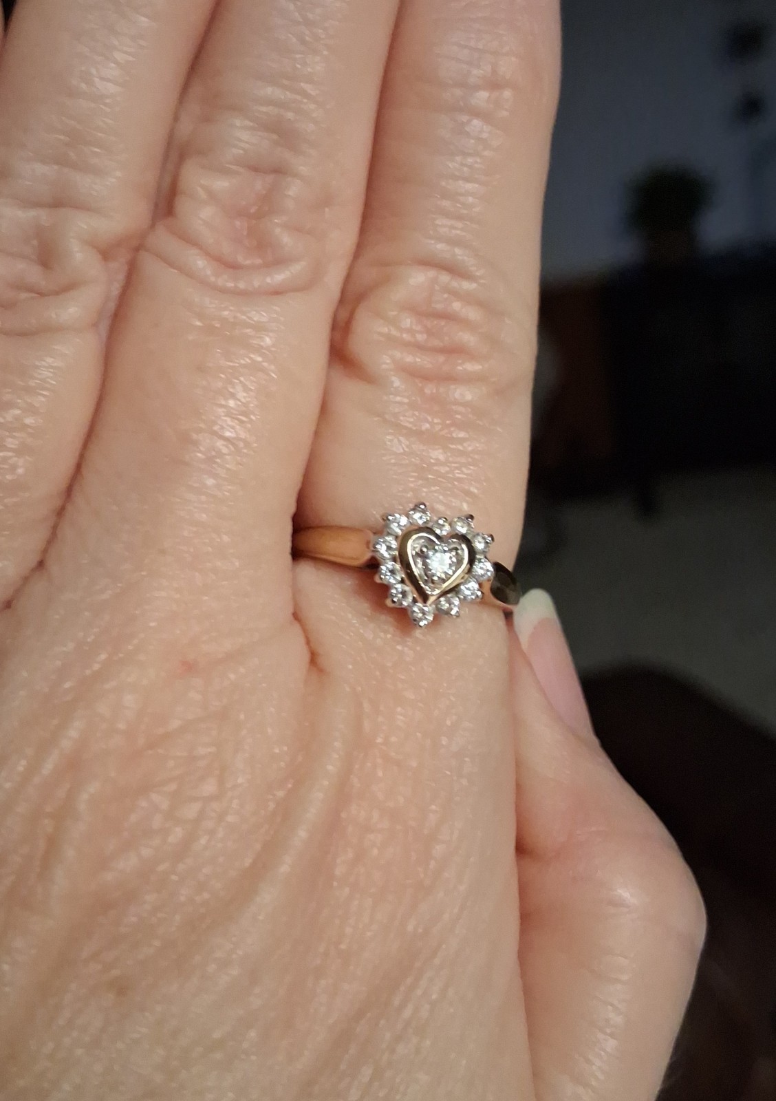 10k Yellow Gold Heart Cubic Zirconia Ring