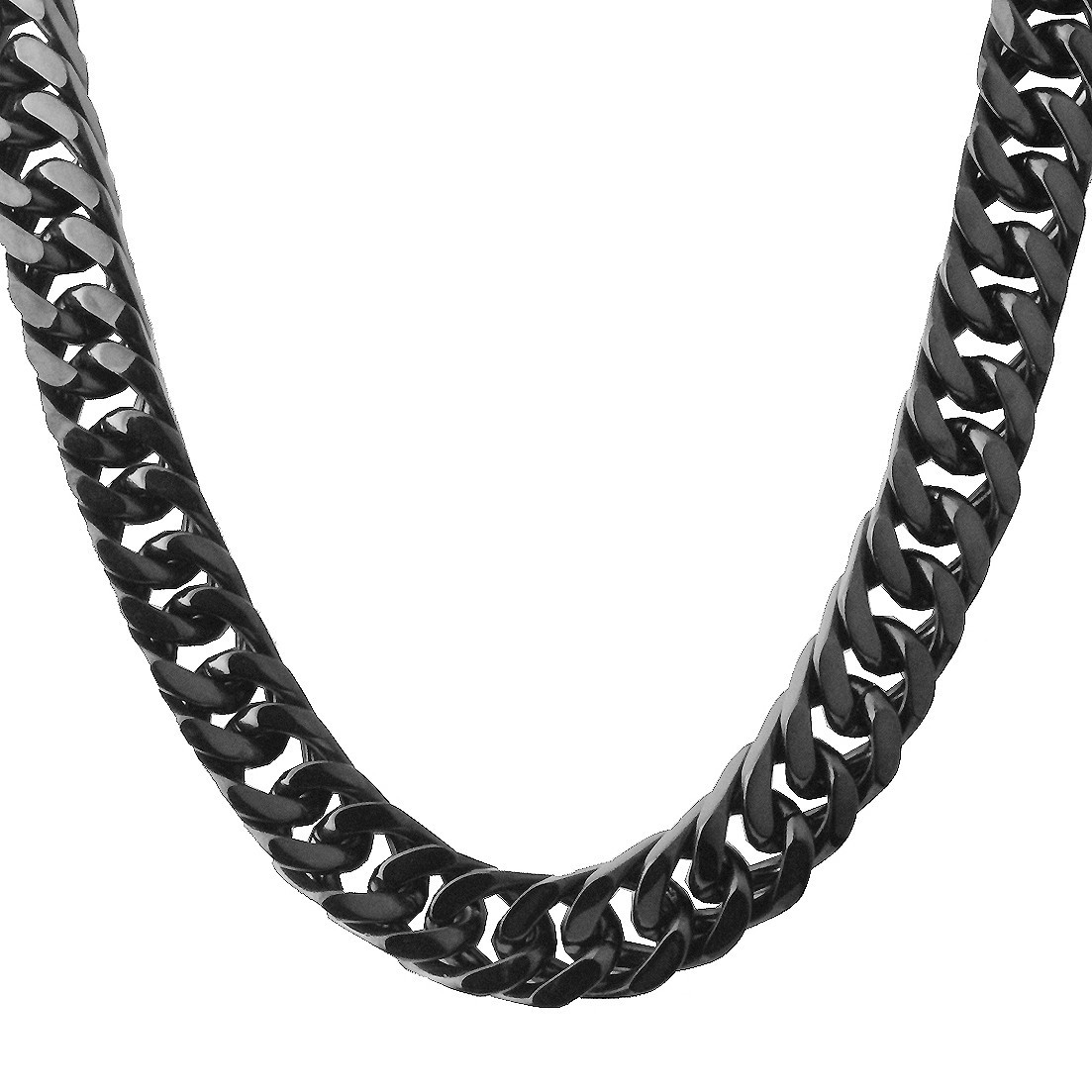19mm Heavy Black Men Necklace Stainless Steel Cuban Chain Mens Necklace Choke