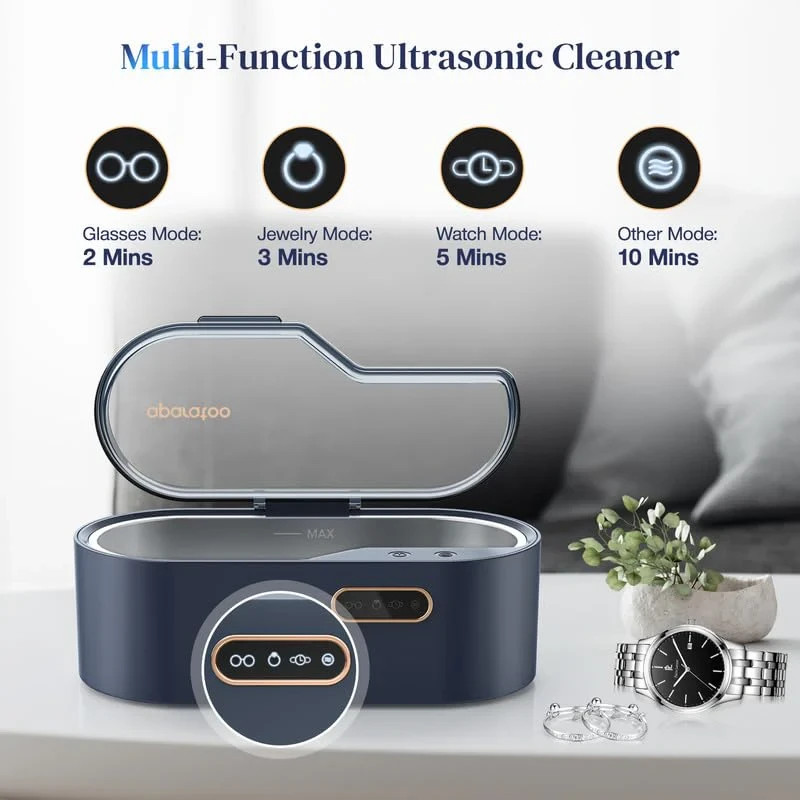 Ultrasonic Jewelry Cleaner Machine 450ml 45KHz w/4 Timer Settings for Rings Glas