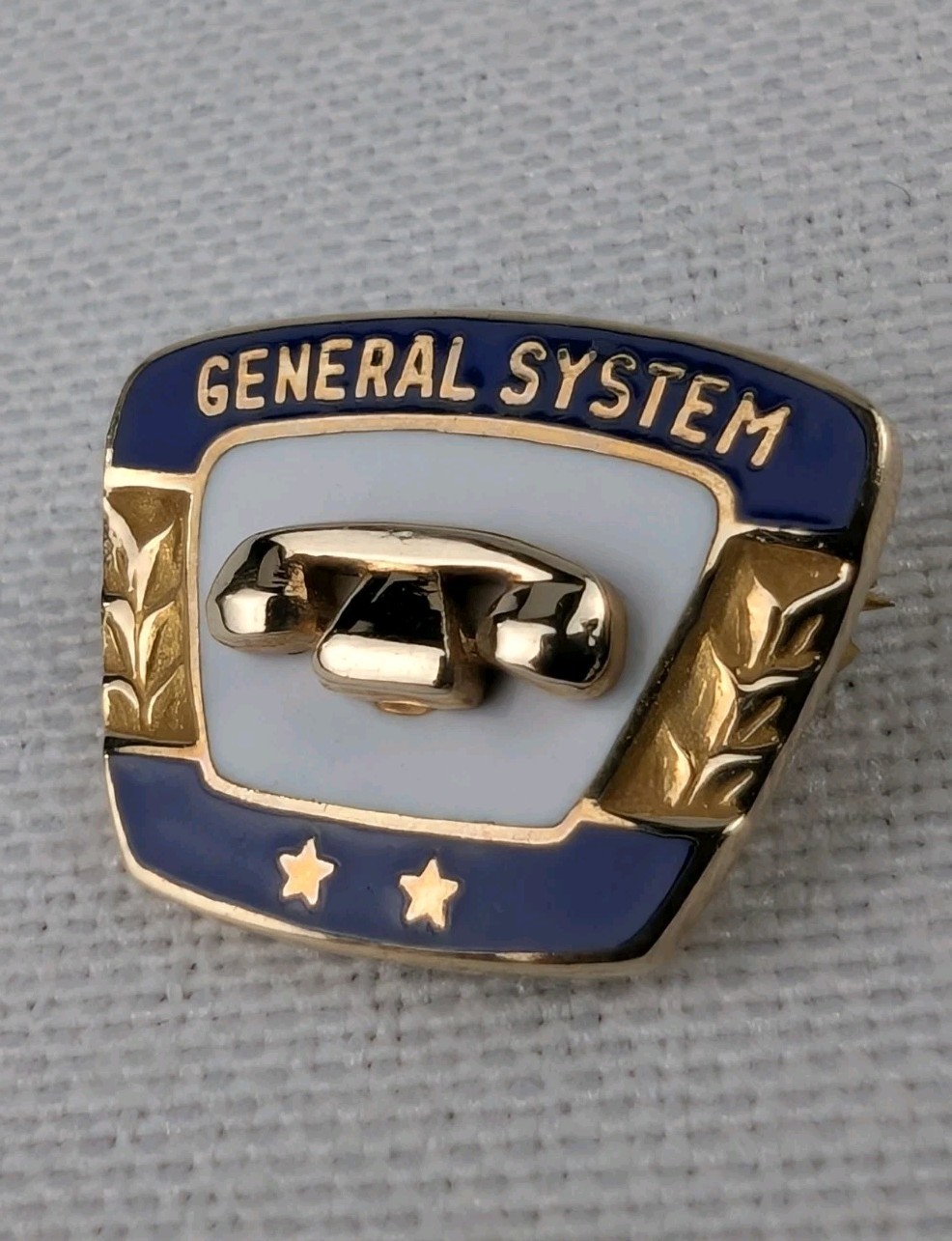 10k Solid Gold 1.96g General System GTE Two Star Service Emblem Telco Pin