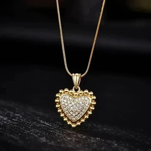 2Ct Round Cut White Moissanite Fancy Women’s Pendant 14K Yellow Gold Plated