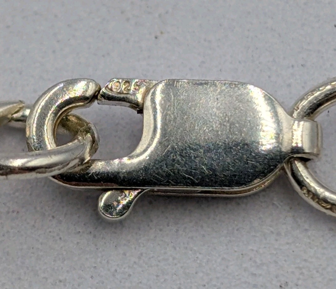 925 Sterling Silver Rolo Link Chain Unisex Bracelet 8″ 4.1mm 6.2g Belcher Charm