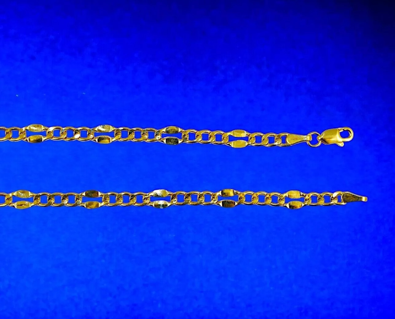 10K Yellow Gold 3mm-5mm SOLID Mirror Figaro Necklace Bracelet Chain Link 7″-30″