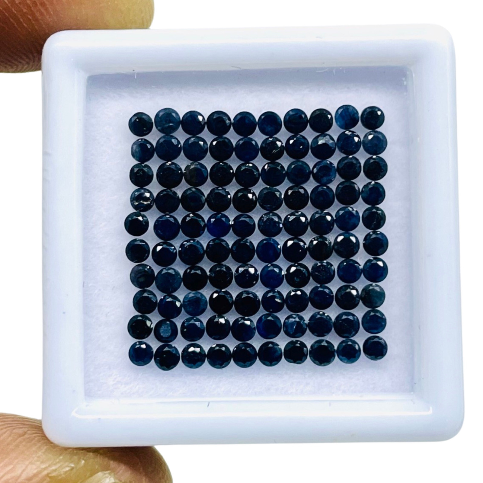 100 Pcs Natural Blue Sapphire 1.8mm Round Diamond Cut Calibrated Loose Gemstones