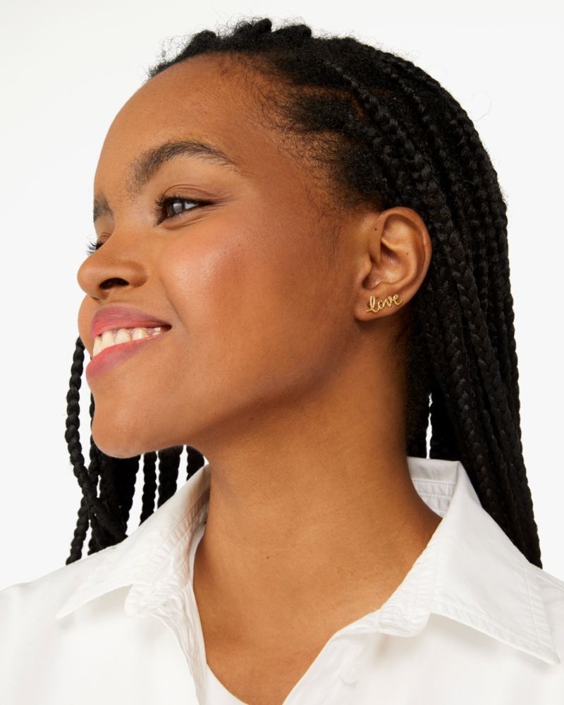 New KATE SPADE Say Yes “LOVE” Gold Earrings KI173 $59