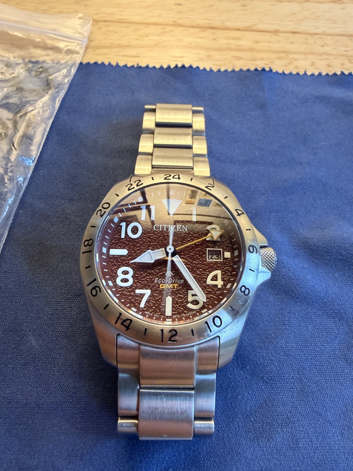 Citizen Promaster Land GMT Eco-Drive Red Dial Mens Watch BJ7150-50W