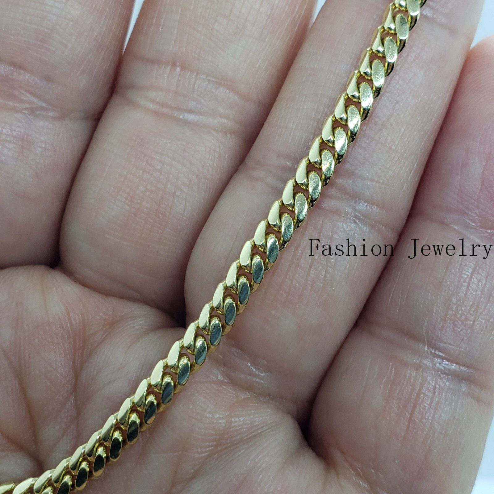 10K Solid Yellow Gold 3mm Width Miami Cuban Link Chain Necklace Unisex 18″ – 30″
