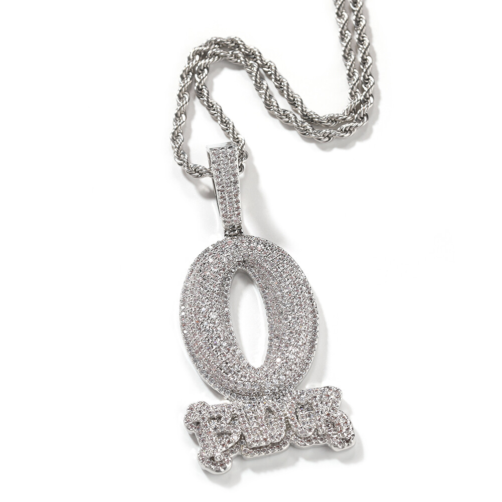 Hip Hop Art Letter “O-BLOCK” Pendant Necklace Bling Full Zircon Men Jewelry Gift