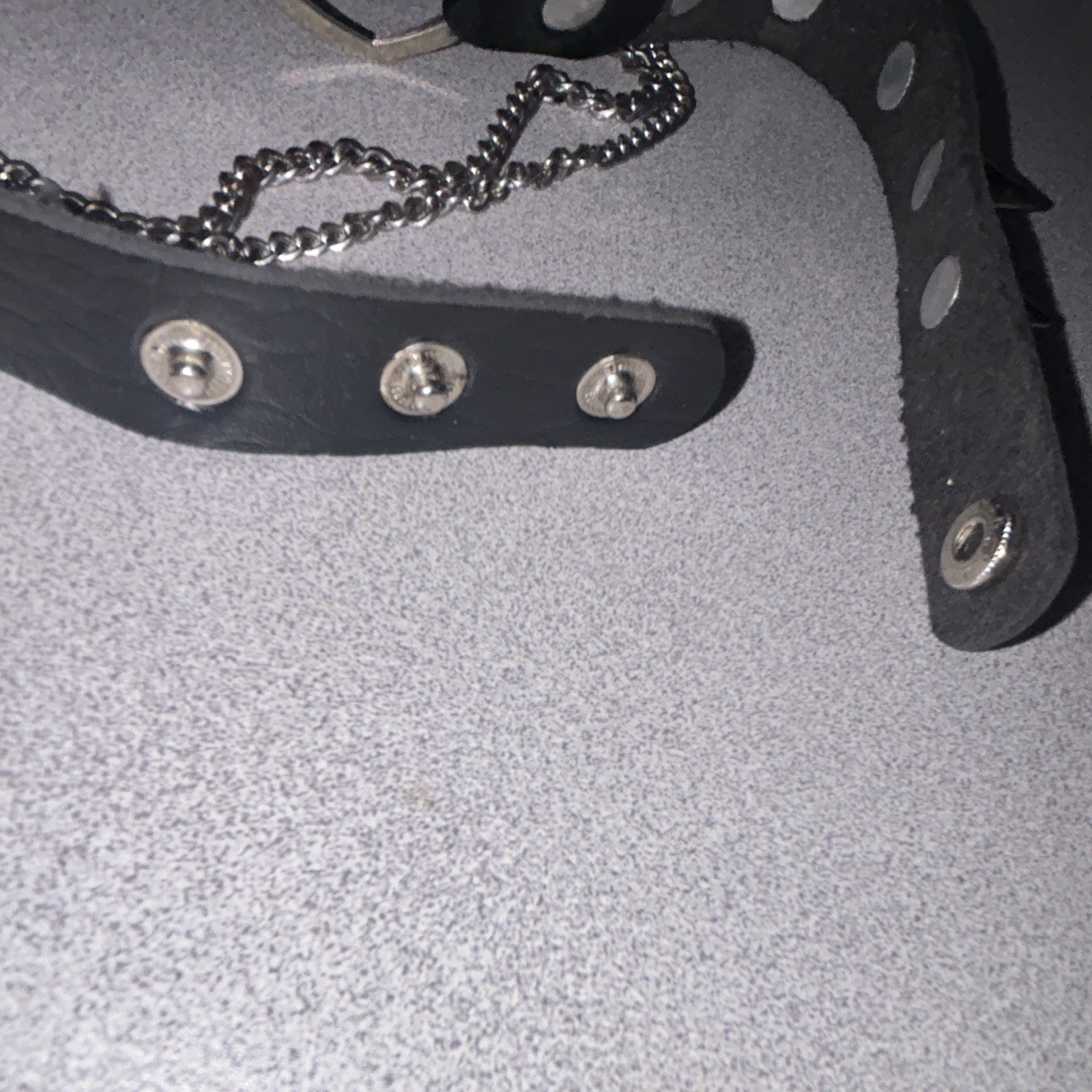 Black Faux Leather Punk Heart Ring Cable Chain Choker Necklace, Adjustable Snap