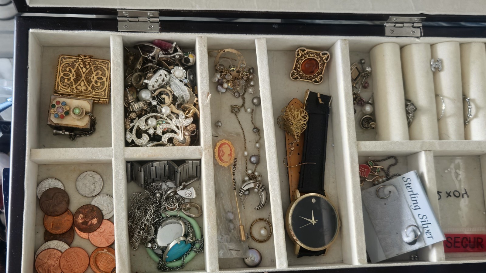 Unsearched Vintage Estate Jewelry Lot Sterling Silver Cameos Pearls Watches…