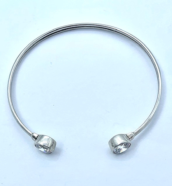 Vintage Silpada Sterling Silver, Punctuation, CZ Cuff Flexible Bracelet, B2400