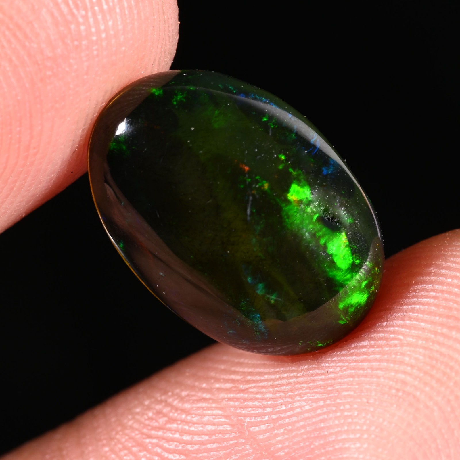 3.10 Ct Natural Ethiopian Multi Fire Black Opal Cabs Loose Gemstone 15x10x4 MM