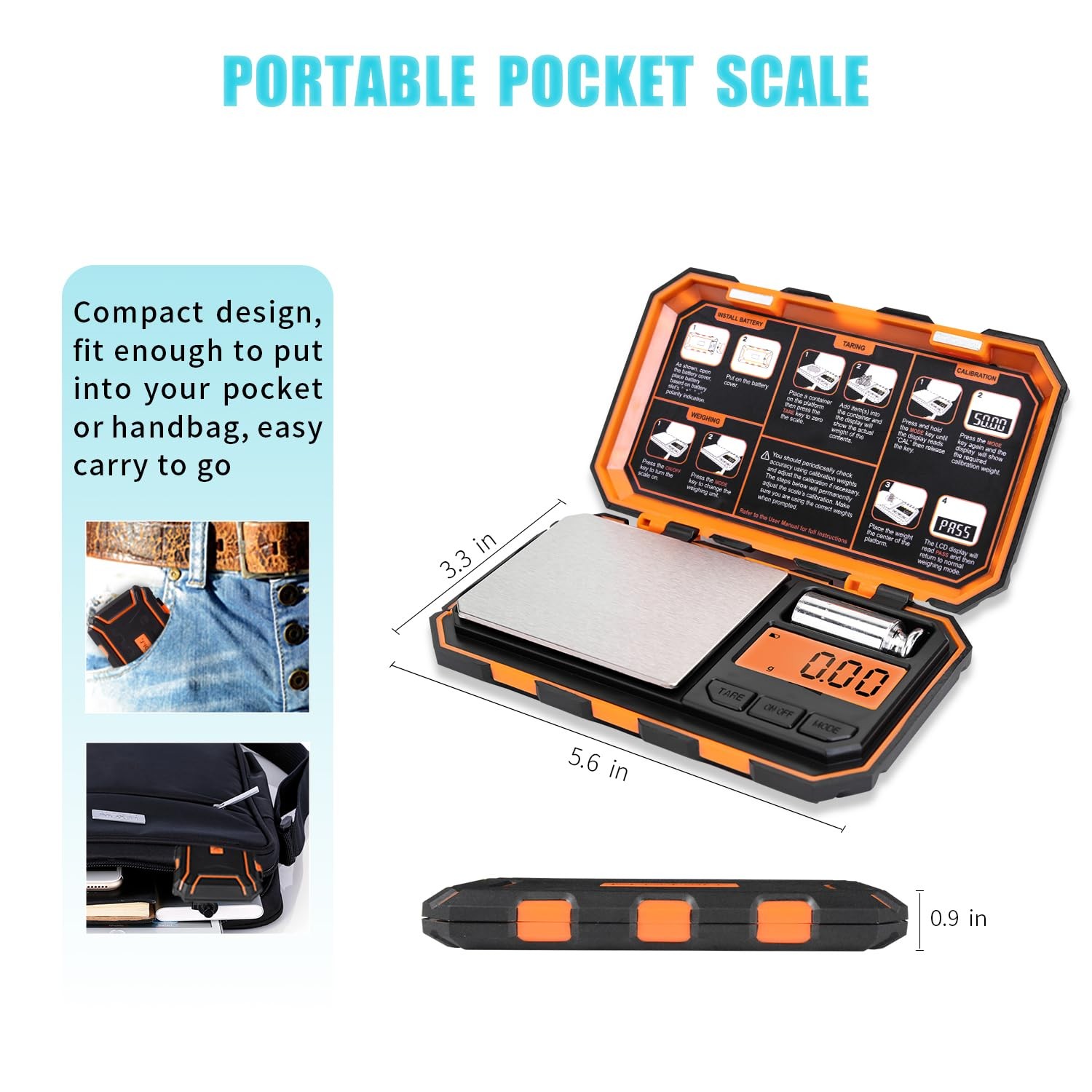 Fuzion Digital Pocket Scale 200g/0.01g, LCD, Tare for Food, Jewelry, Coffee