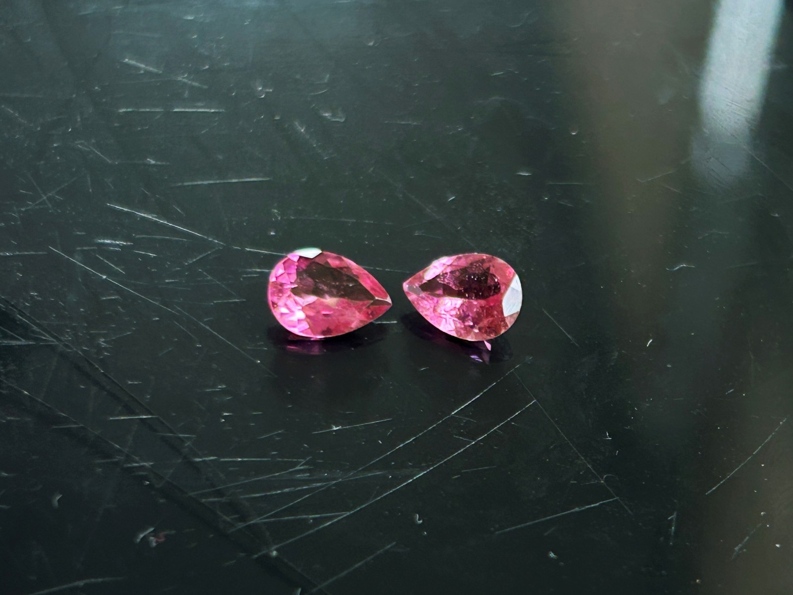 Natural Pink Tourmaline Pear shape Matching Pair 7×5 mm fine gemstones