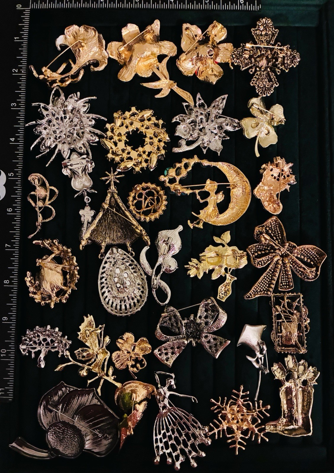 30pc Statement Brooch Pin Lot Rhinestone Enamel Floral Fairy Bow